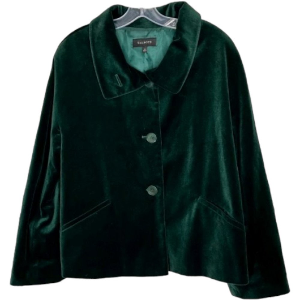 Talbots Cotton Velvet High Neck Swing Jacket - Forest Green - 12